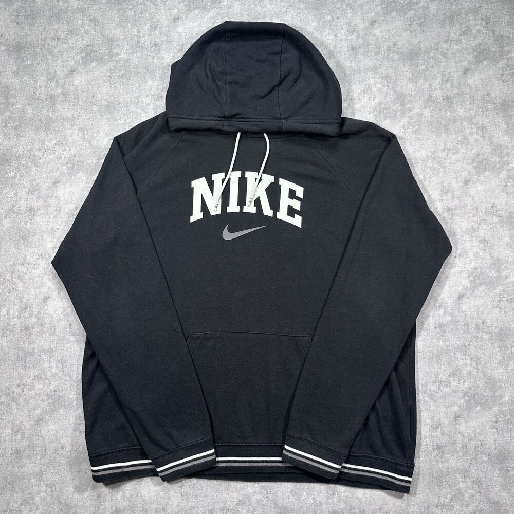 Nike Women's Black Lightweight Center Swoosh Hoodie Sweatshirt Size Large